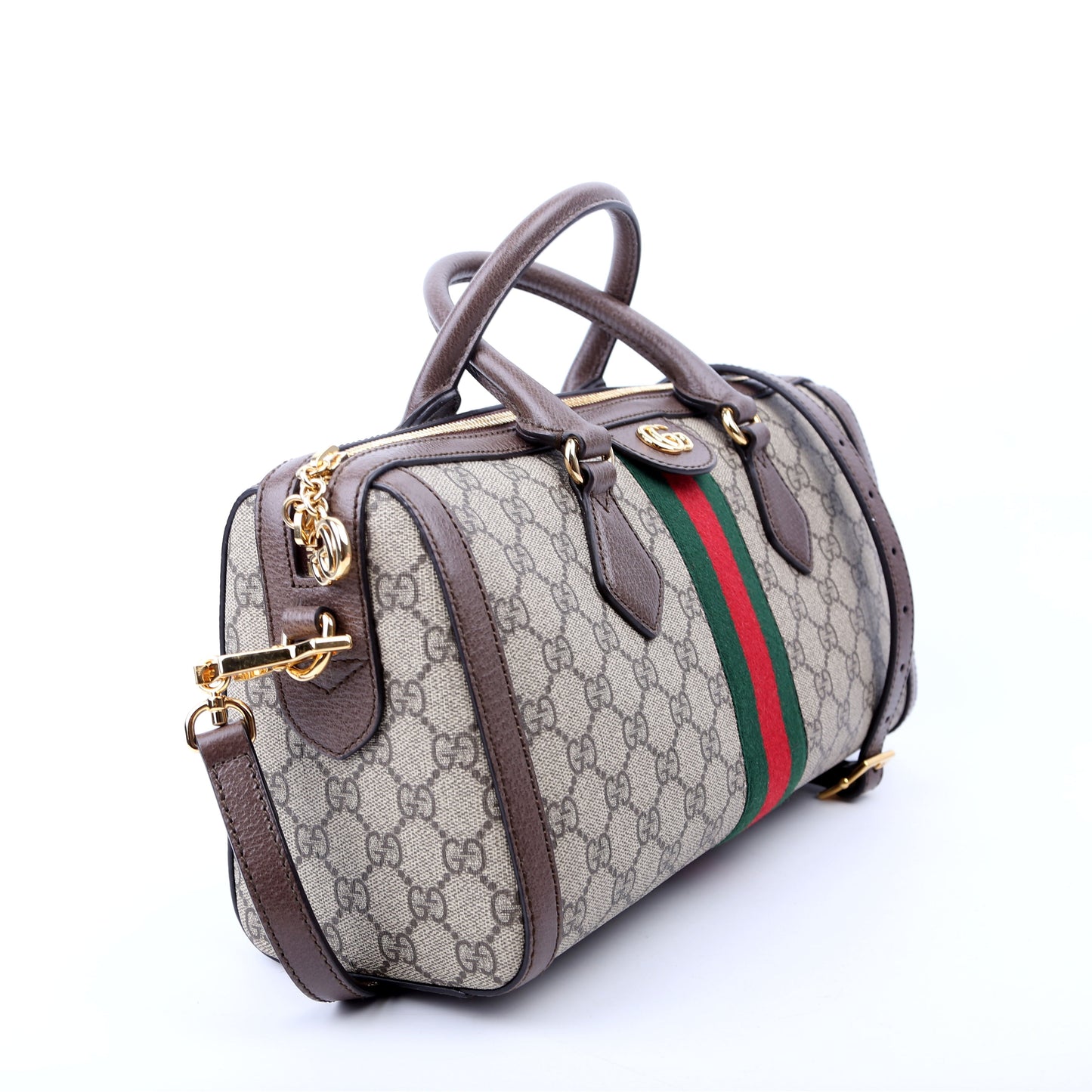 Gucci GG Supreme Ophidia Boston Brown Medium Travel Bag