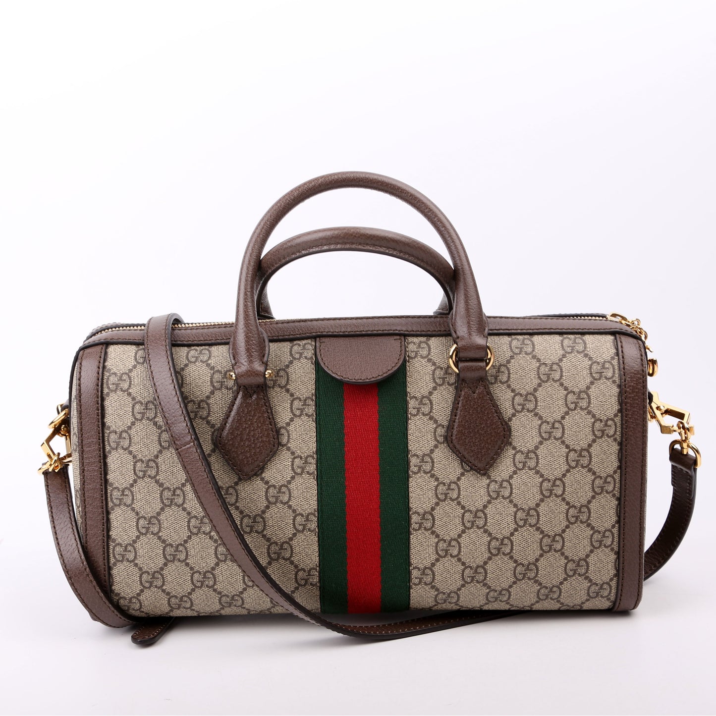 Gucci GG Supreme Ophidia Boston Brown Medium Travel Bag