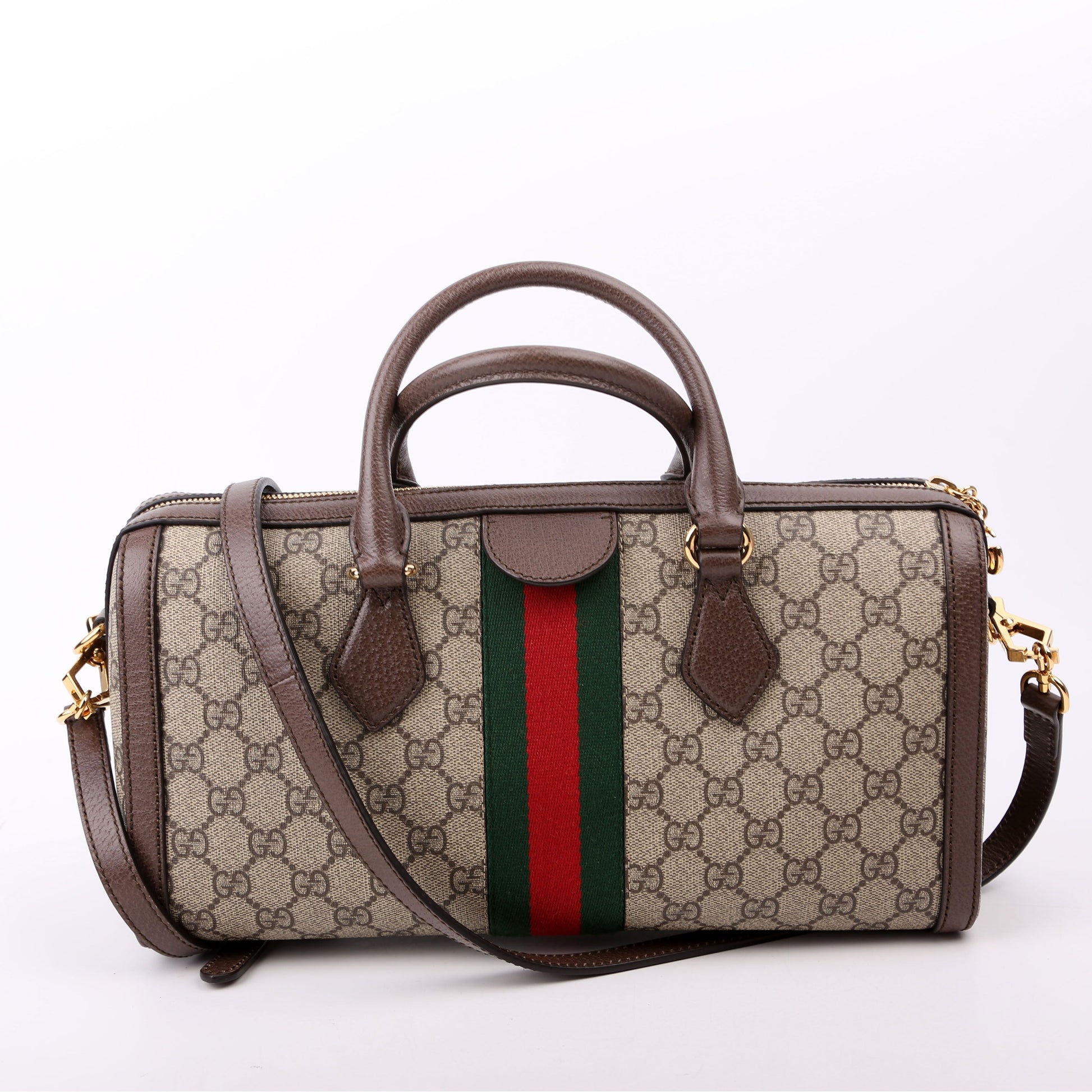 Gucci GG Supreme Ophidia Boston Brown Medium Travel Bag