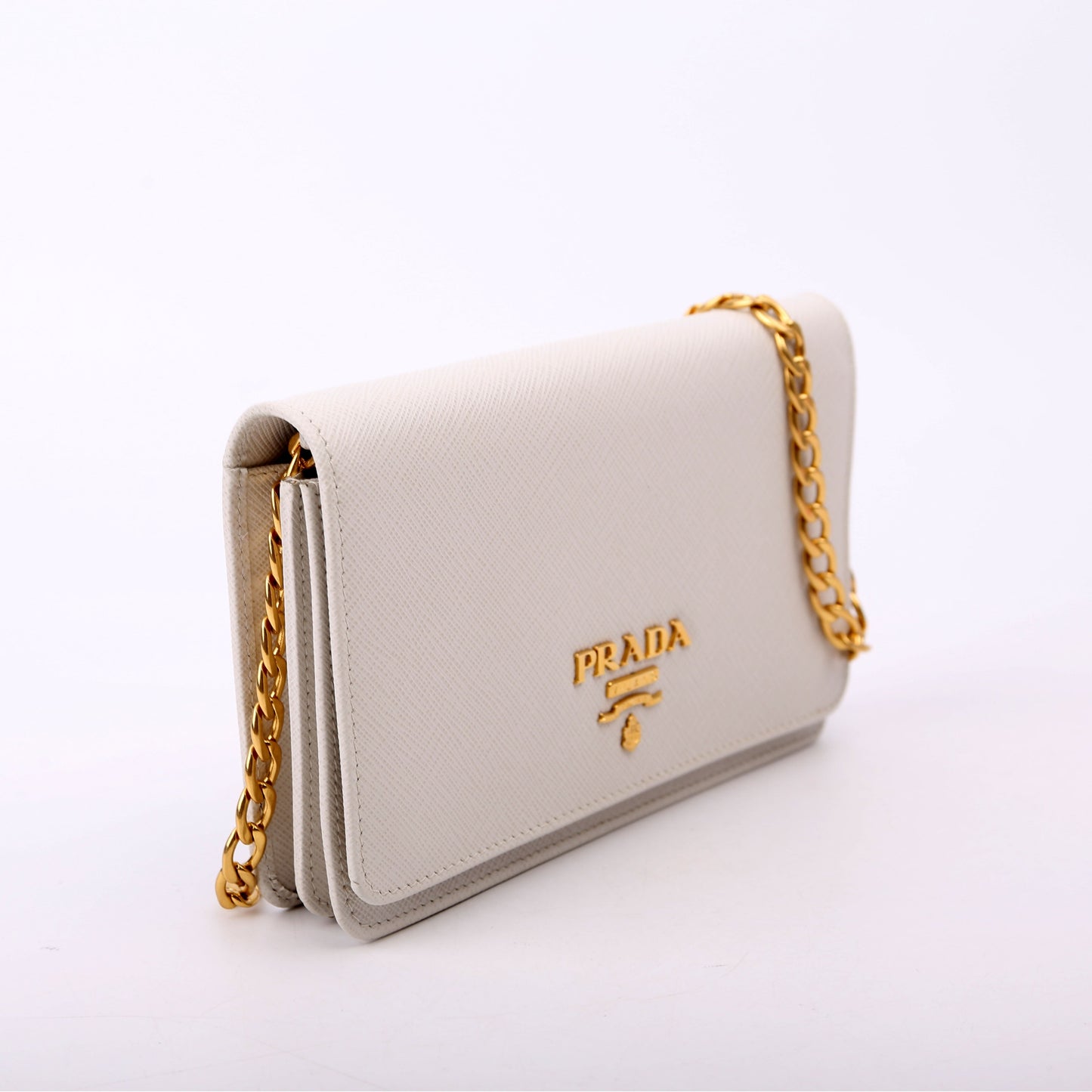 Prada Saffiano Lux Gray Bag Mini Chain Travel Bag