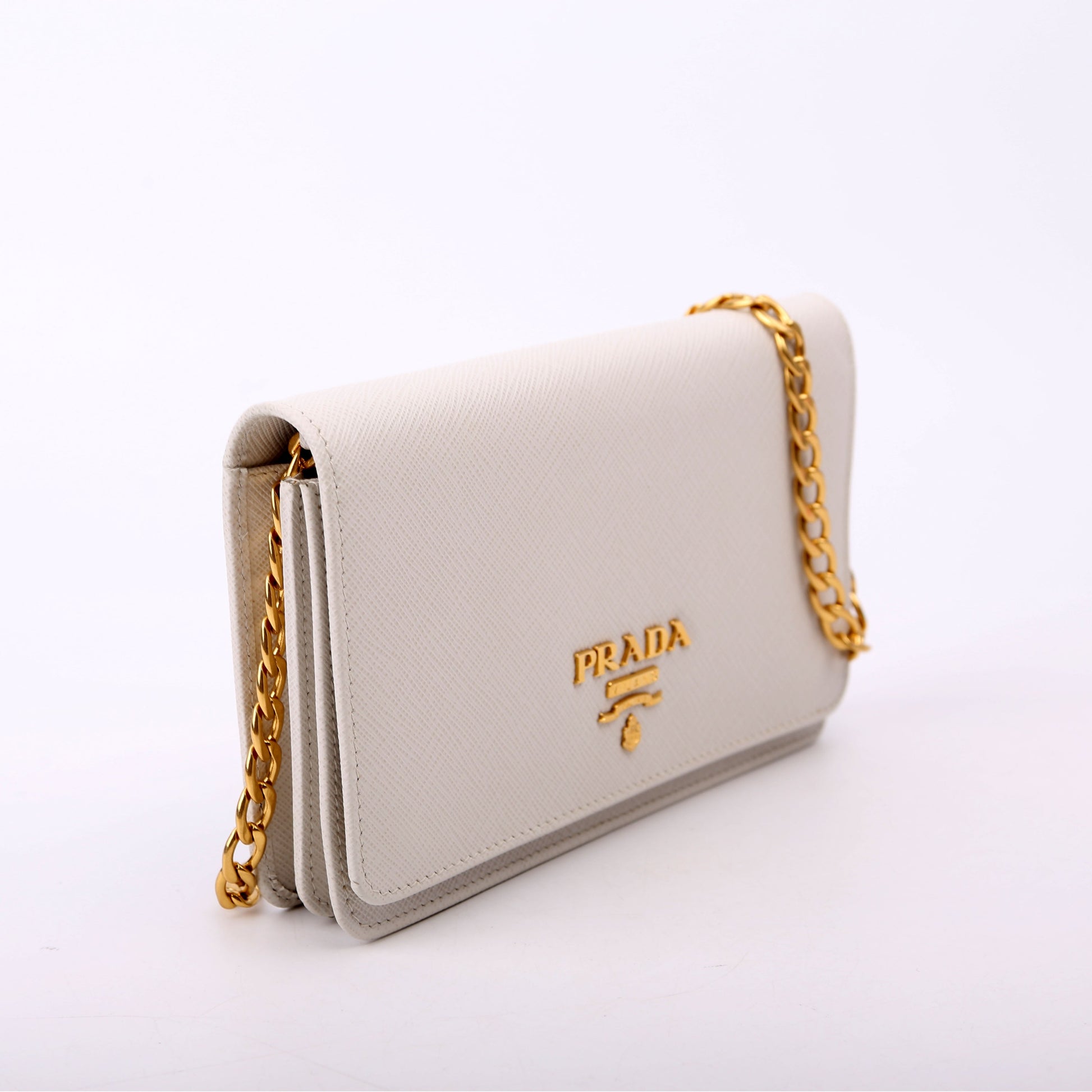 Prada Saffiano Lux Gray Bag Mini Chain Travel Bag