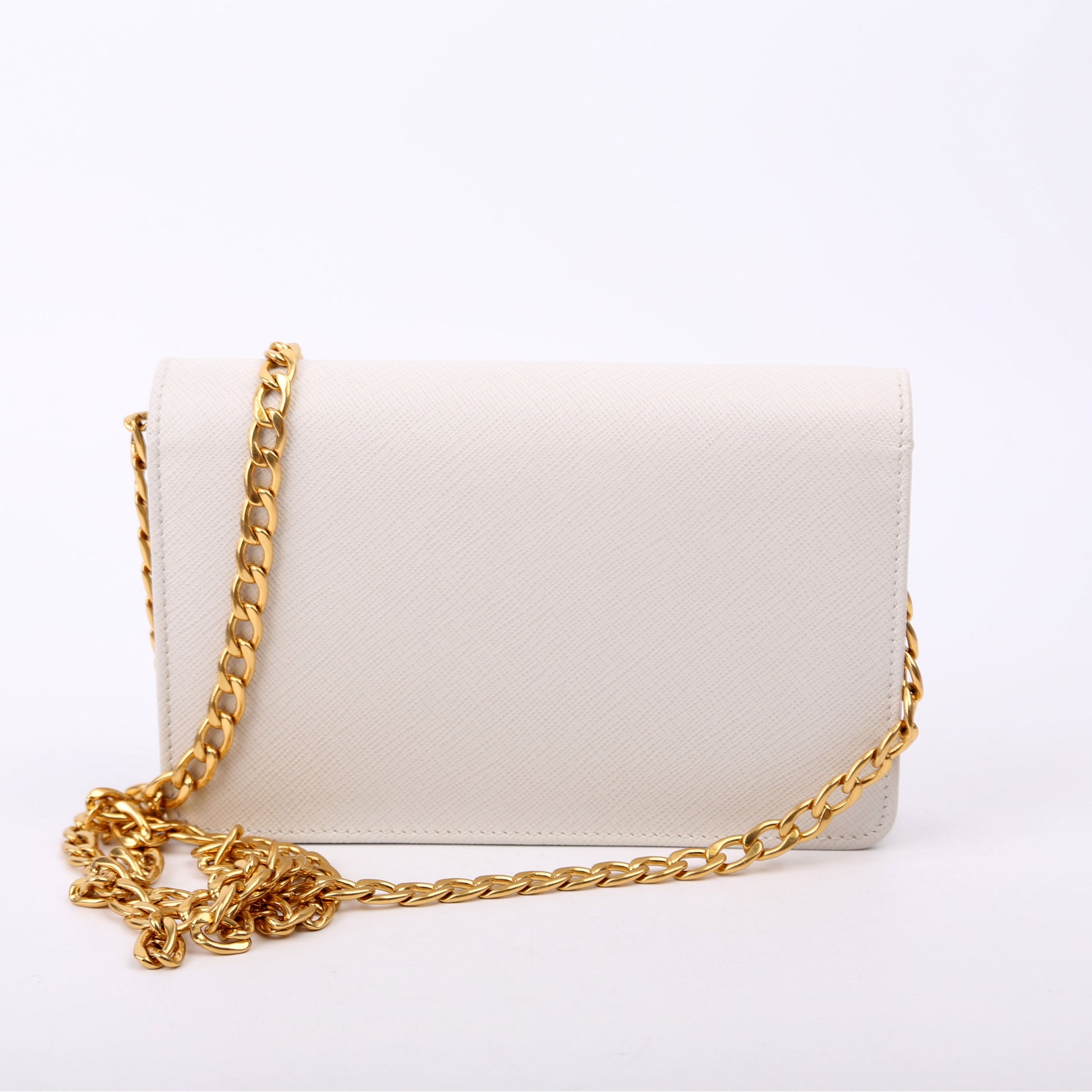 Prada Saffiano Lux Gray Bag Mini Chain Travel Bag