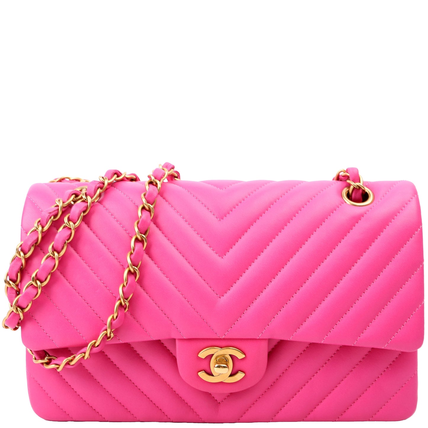 Chanel Classic Flap Chevron Lambskin 21M Pink Handbag