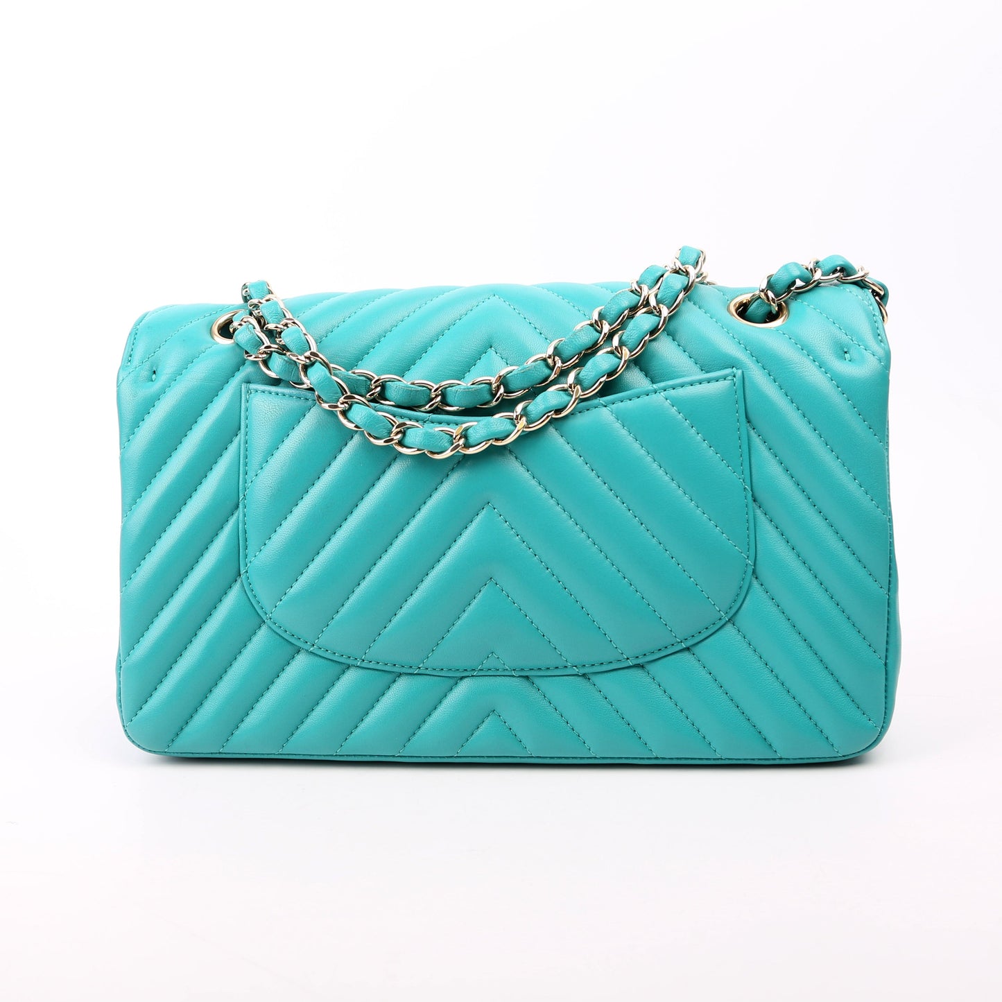 Chanel Classic Flap Chevron Lambskin 23M Teal Handbag