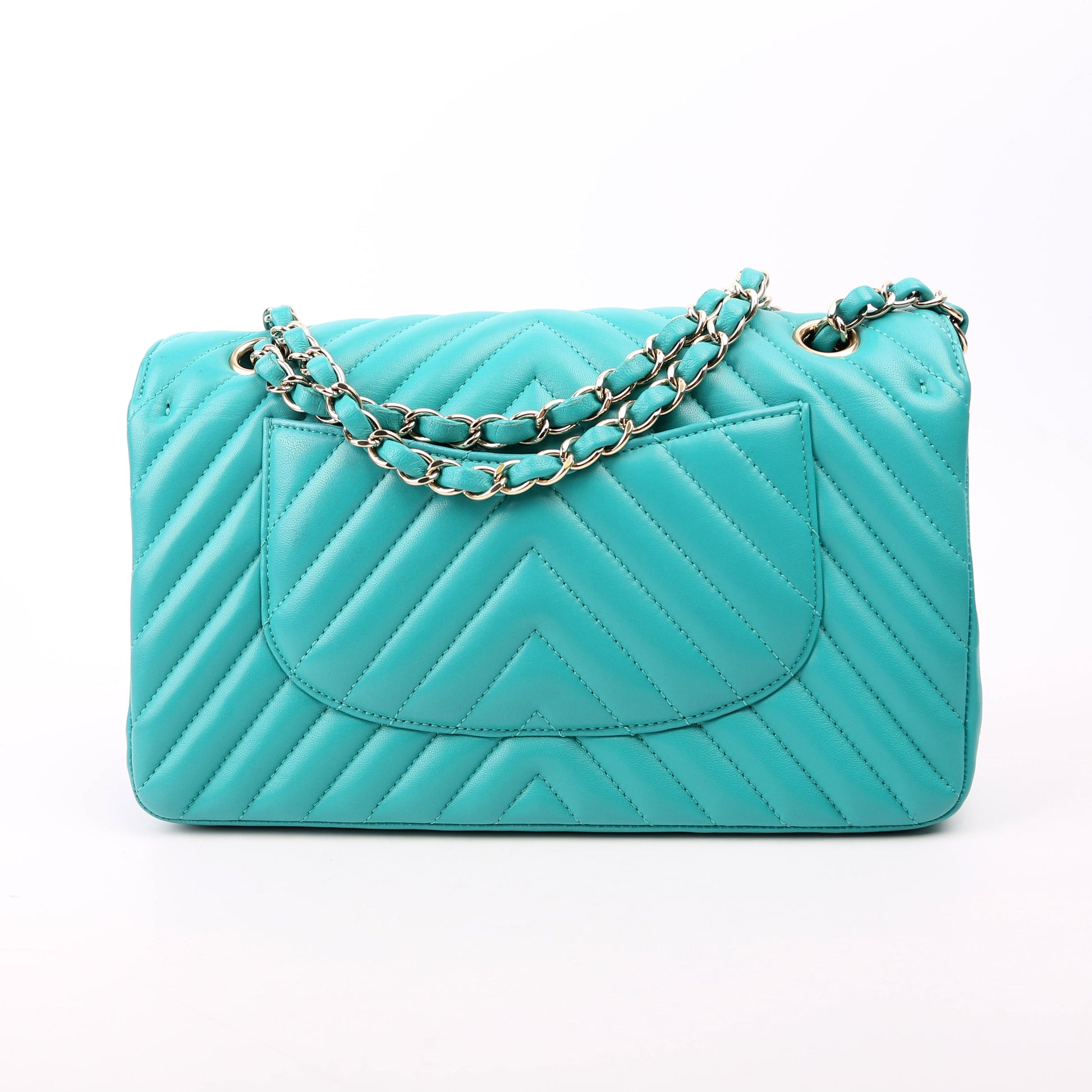 Chanel Classic Flap Chevron Lambskin 23M Teal Handbag