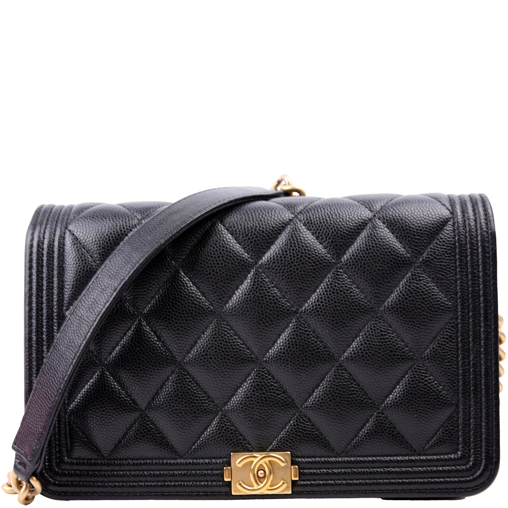 Chanel WOC Boy Caviar Black Clutch Bag Black 4