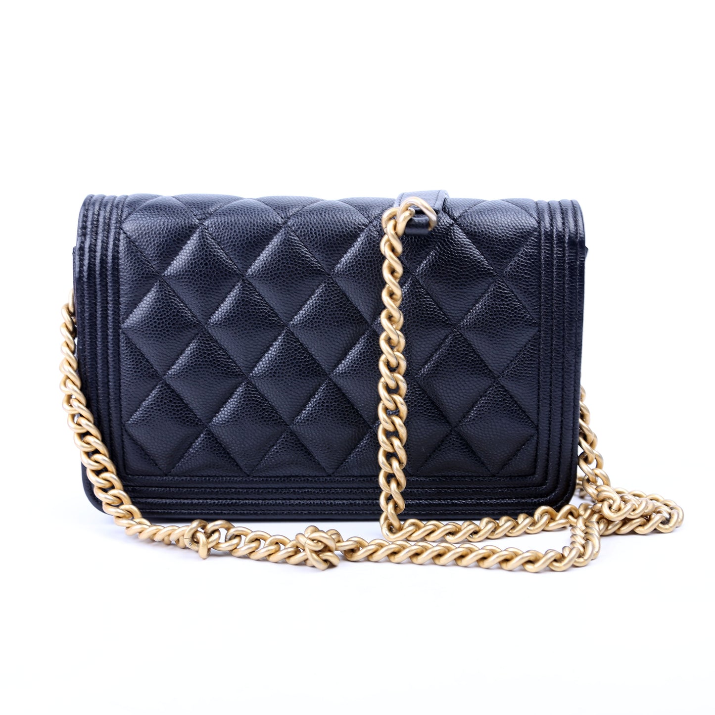 Chanel WOC Boy Caviar Black Clutch Bag Black 4