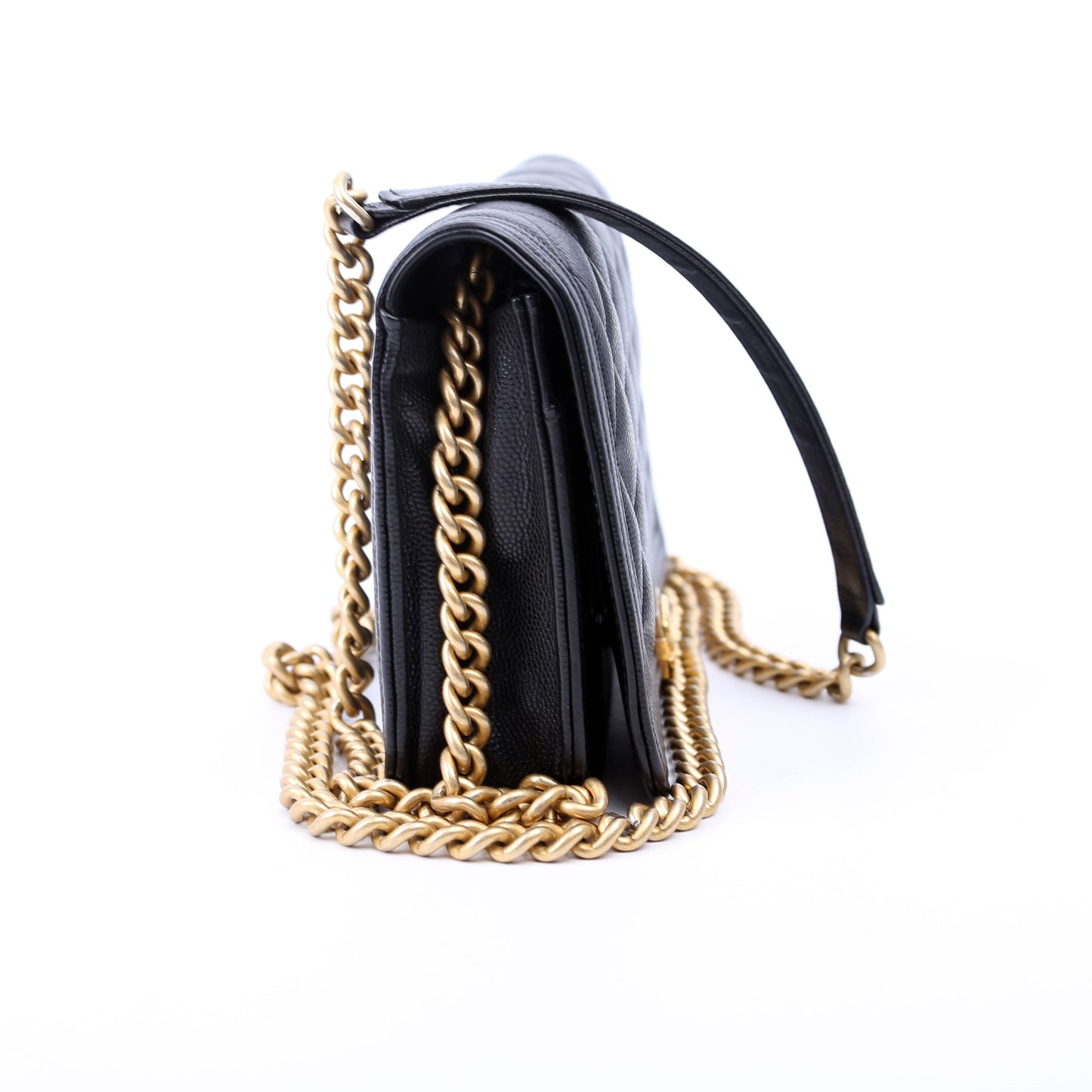 Chanel WOC Boy Caviar Black Clutch Bag Black 4