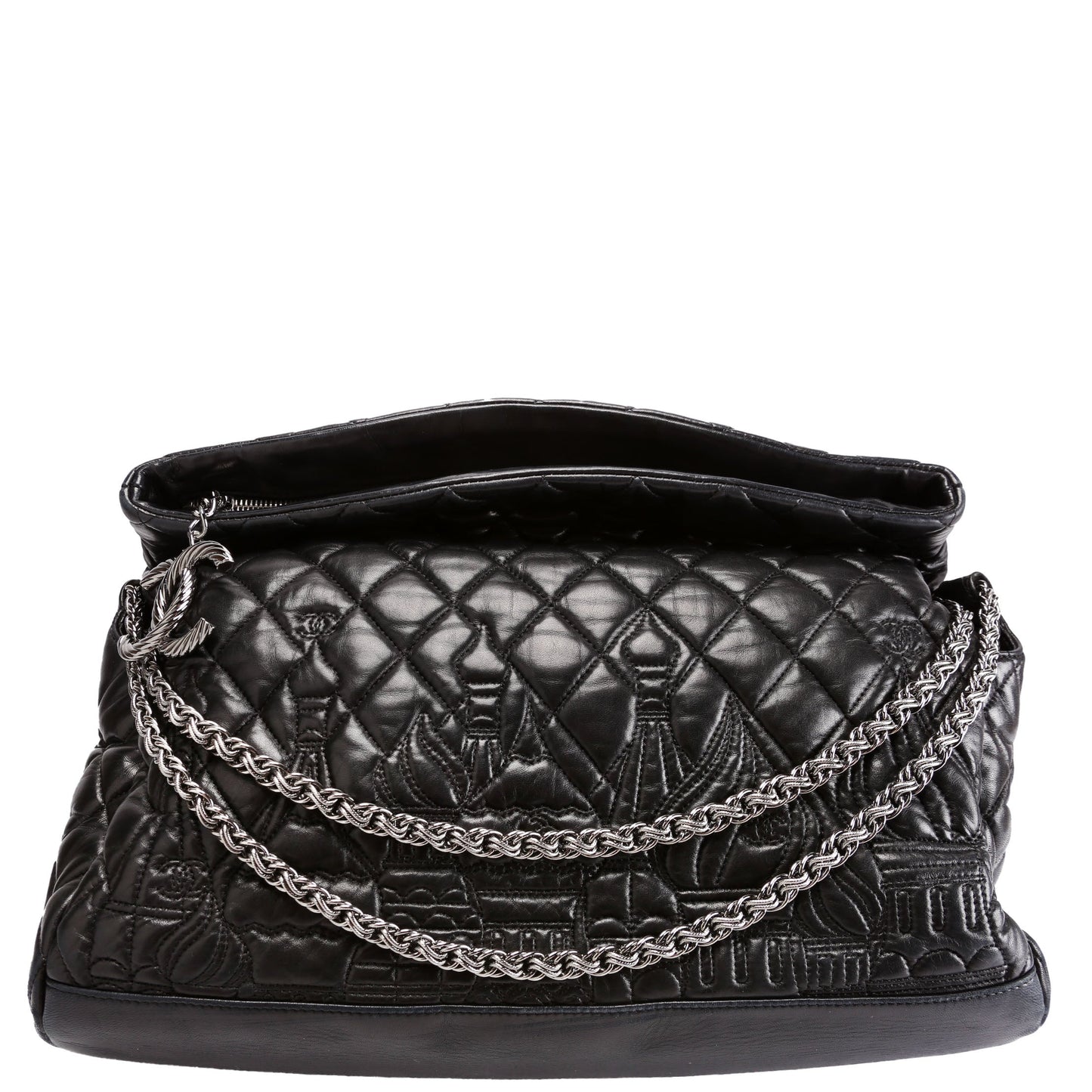 Chanel Paris-Moscow Square Kremlin Fold-Over Lambskin 12M Black Red Handbag