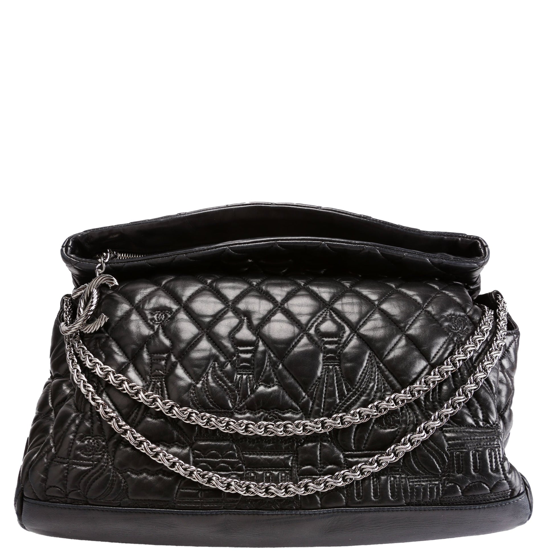 Chanel Paris-Moscow Square Kremlin Fold-Over Lambskin 12M Black Red Handbag