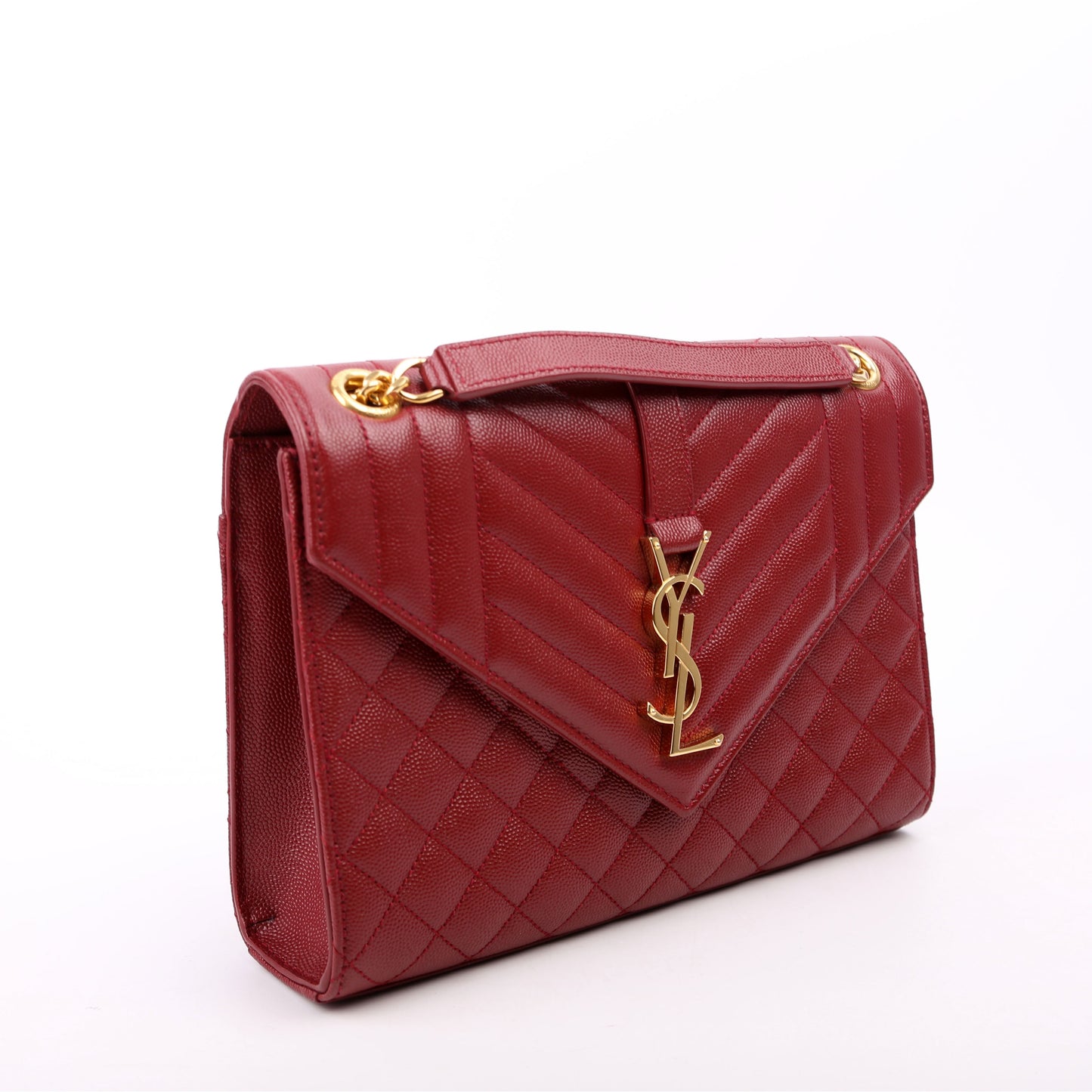 YSL Saint Laurent Saint Laurent Envelope Tri Quilt Maroon Bag Medium Travel Bag