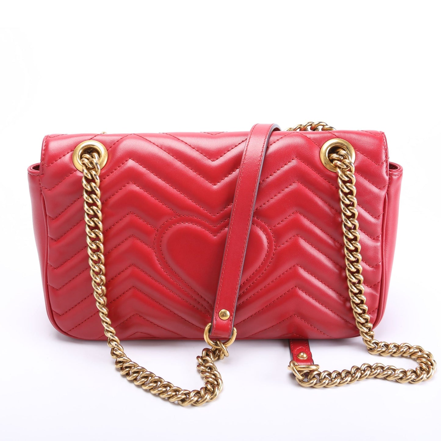 Gucci Marmont Leather Red Small Flap Shoulder Bag Flap Red