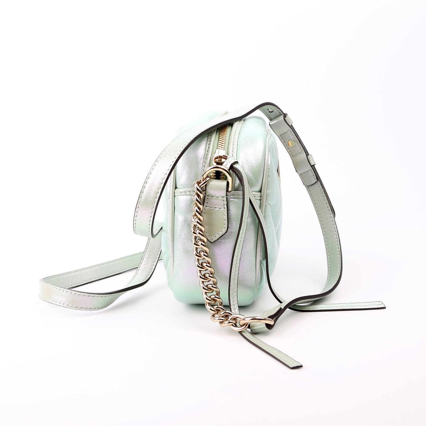 Gucci Marmont Camera Iridescent Leather Small Travel Bag