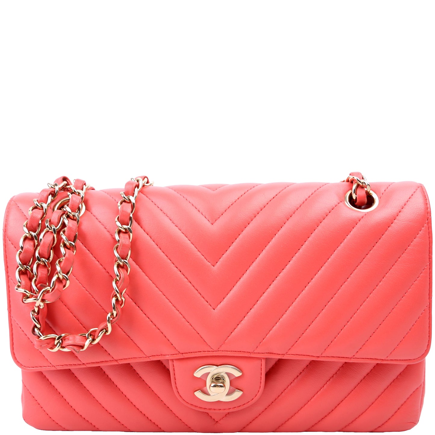 Chanel Classic Flap Chevron Lambskin 27M Salmon Handbag