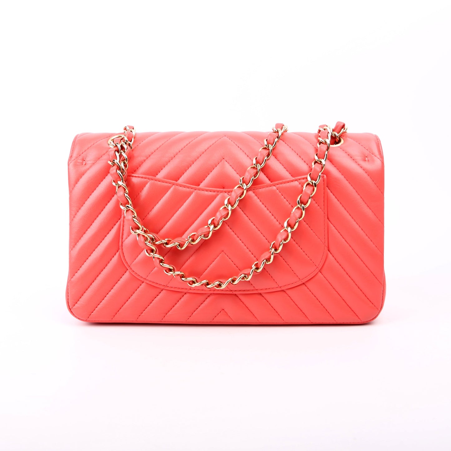 Chanel Classic Flap Chevron Lambskin 27M Salmon Handbag