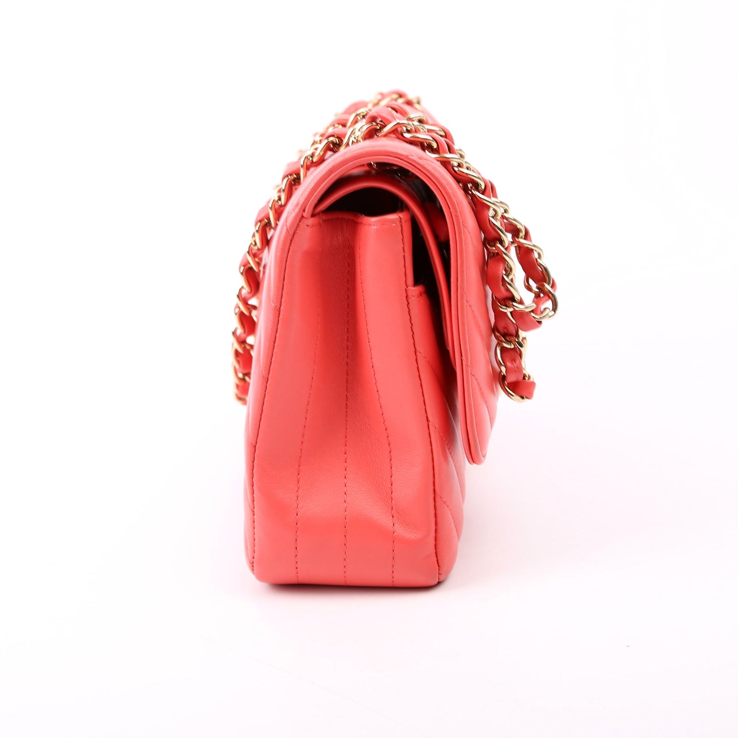 Chanel Classic Flap Chevron Lambskin 27M Salmon Handbag