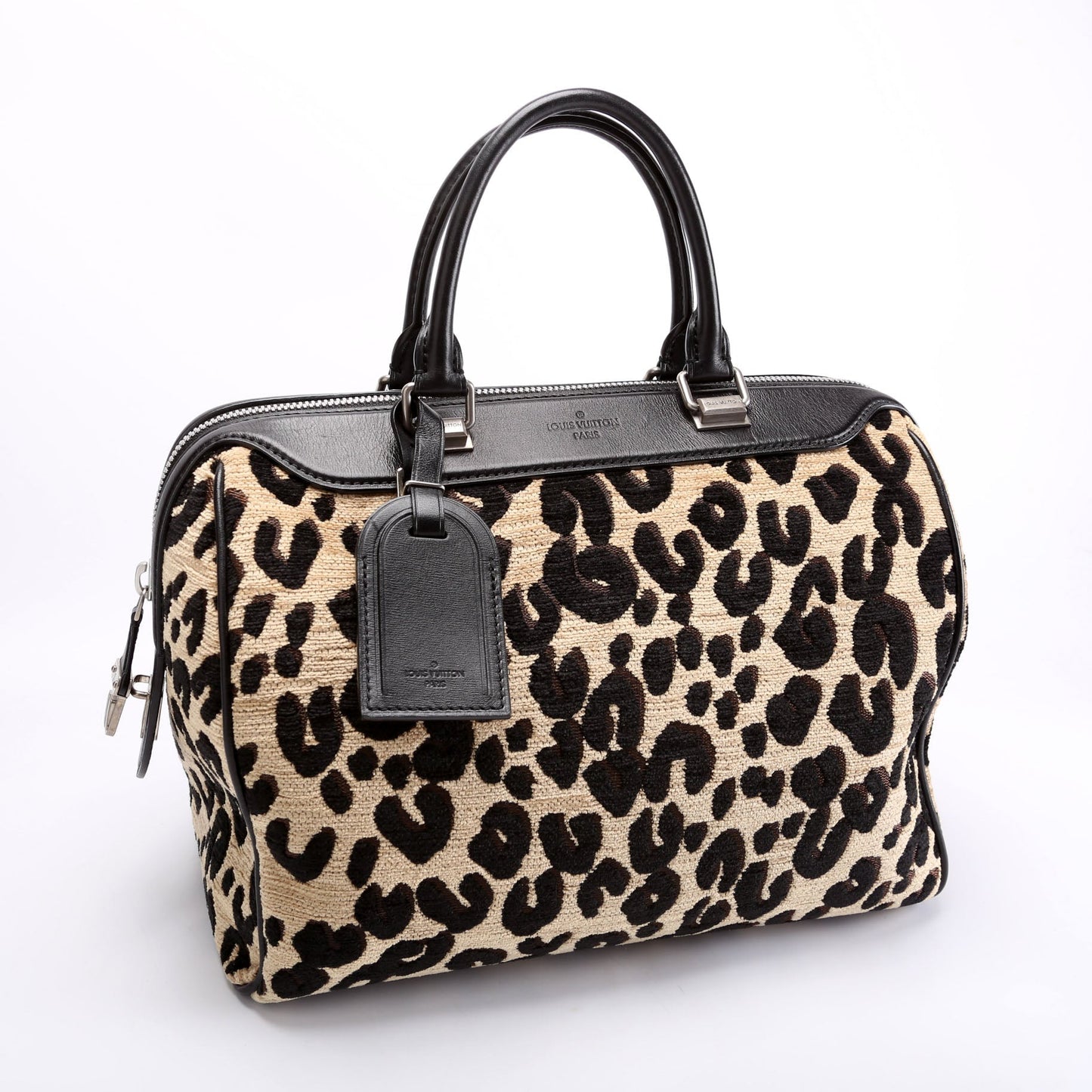 Louis Vuitton Stephen Spro Leopard Chenille Speedy Handbag