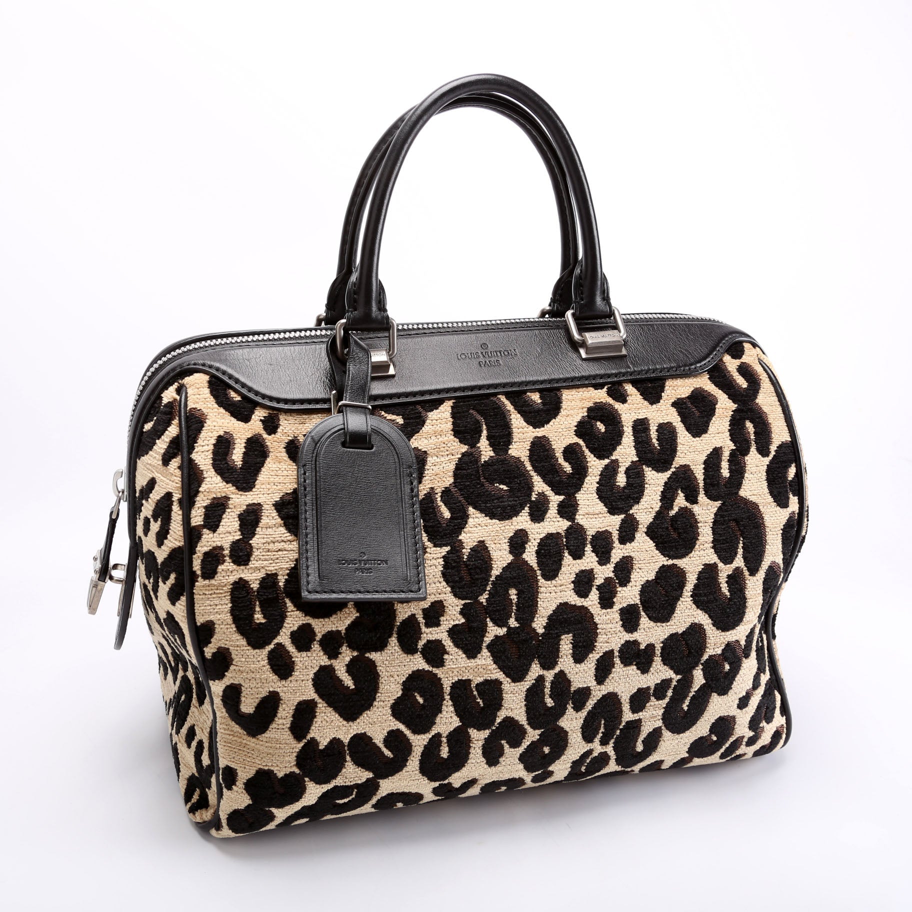 Louis Vuitton Stephen Spro Leopard Chenille Speedy Handbag