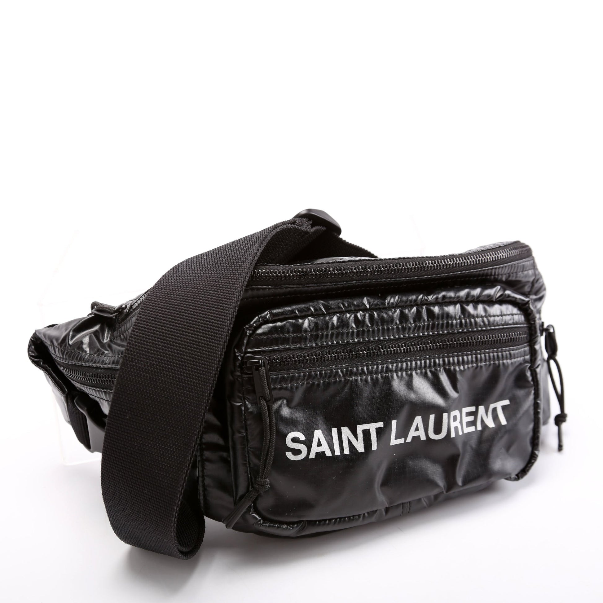 YSL Saint Laurent Ripstop Body Belt Bag Nylon Black Logo