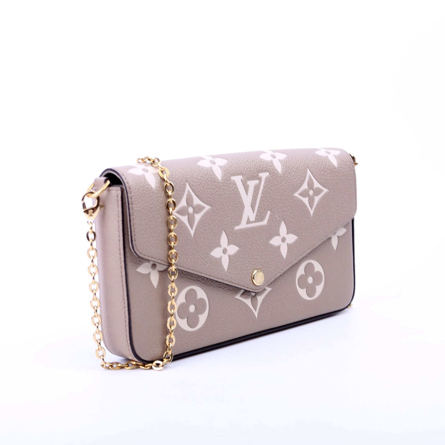 Louis Vuitton Pochette Felicie Bicolor Turtledove Empreinte Clutch Bag