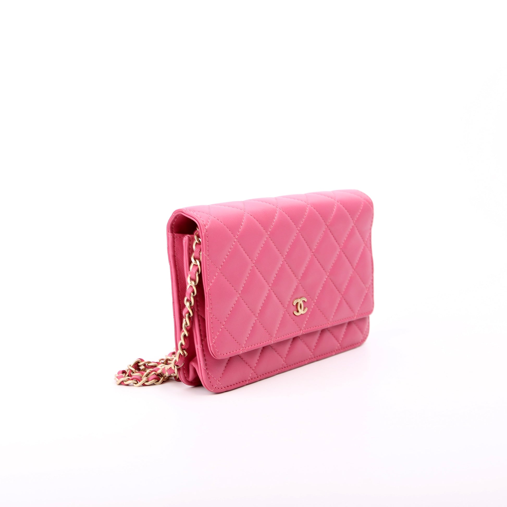 Chanel WOC Classic Quilted Lambskin Pink Clutch Bag Pink 2