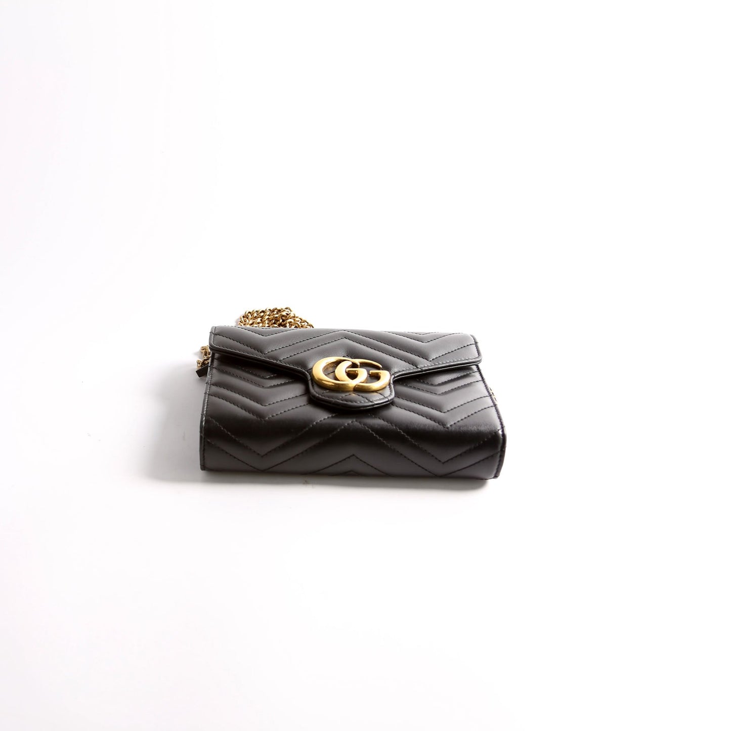 Gucci Marmont Black Chain Wallet Case Black 7