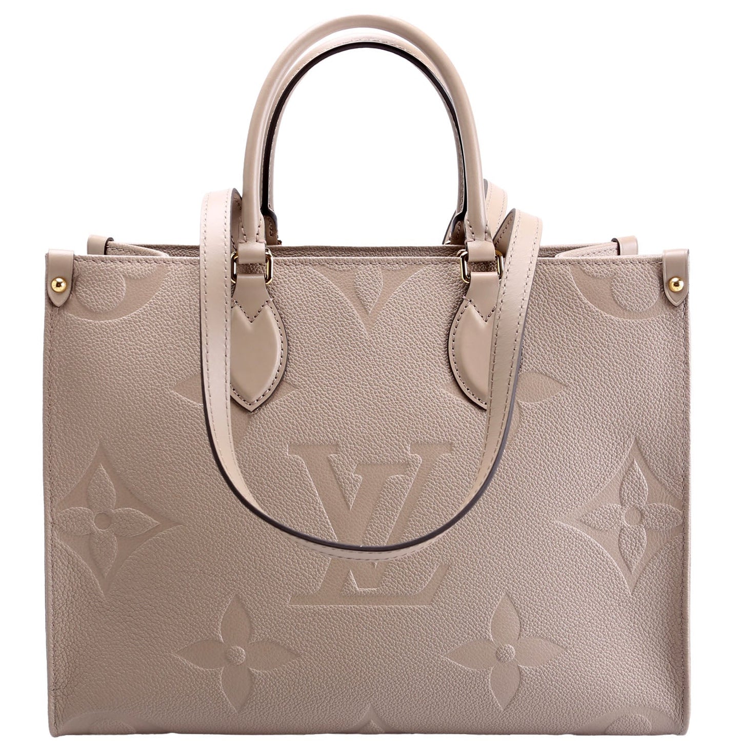 Louis Vuitton ONTHEGO MM Taupe Empreinte Leather Handbag