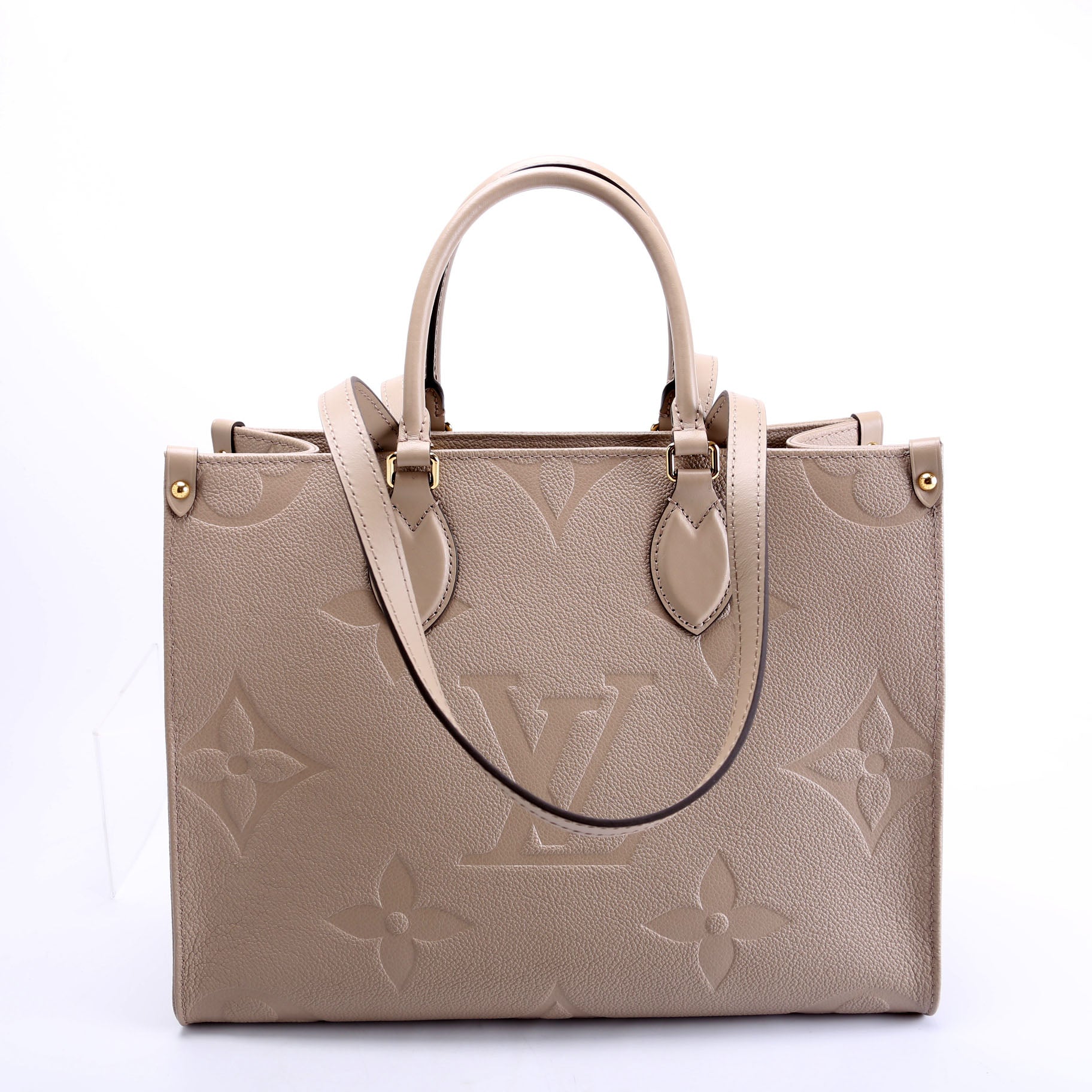 Louis Vuitton ONTHEGO MM Taupe Empreinte Leather Handbag