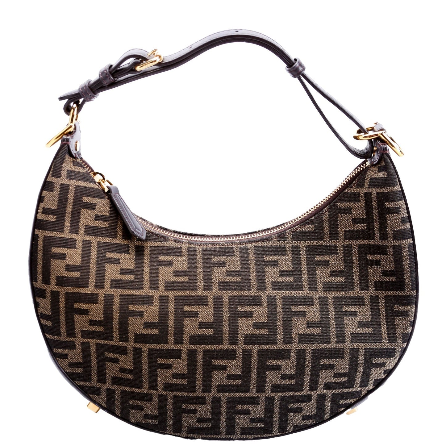 Fendi 8Br798Graphy Zucca Hobo Bag Brown Small
