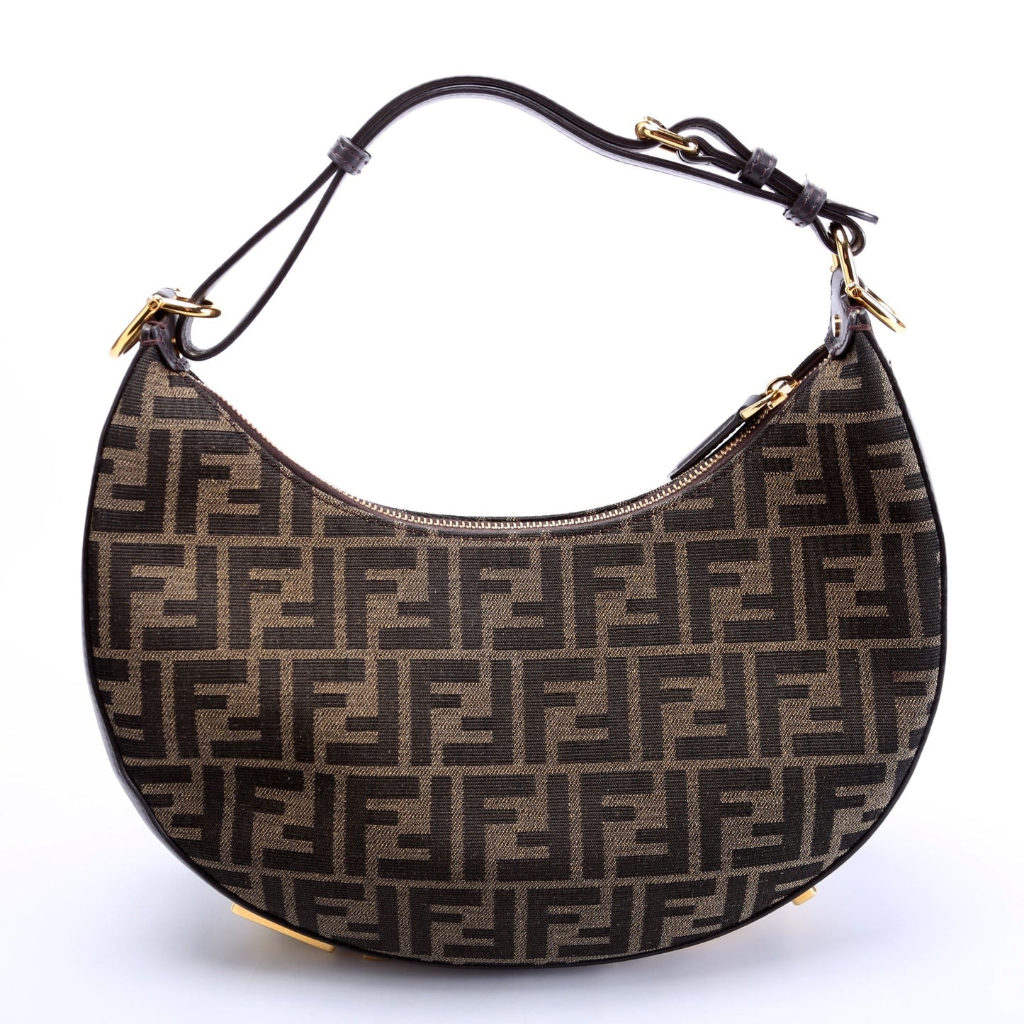 Fendi 8Br798Graphy Zucca Hobo Bag Brown Small