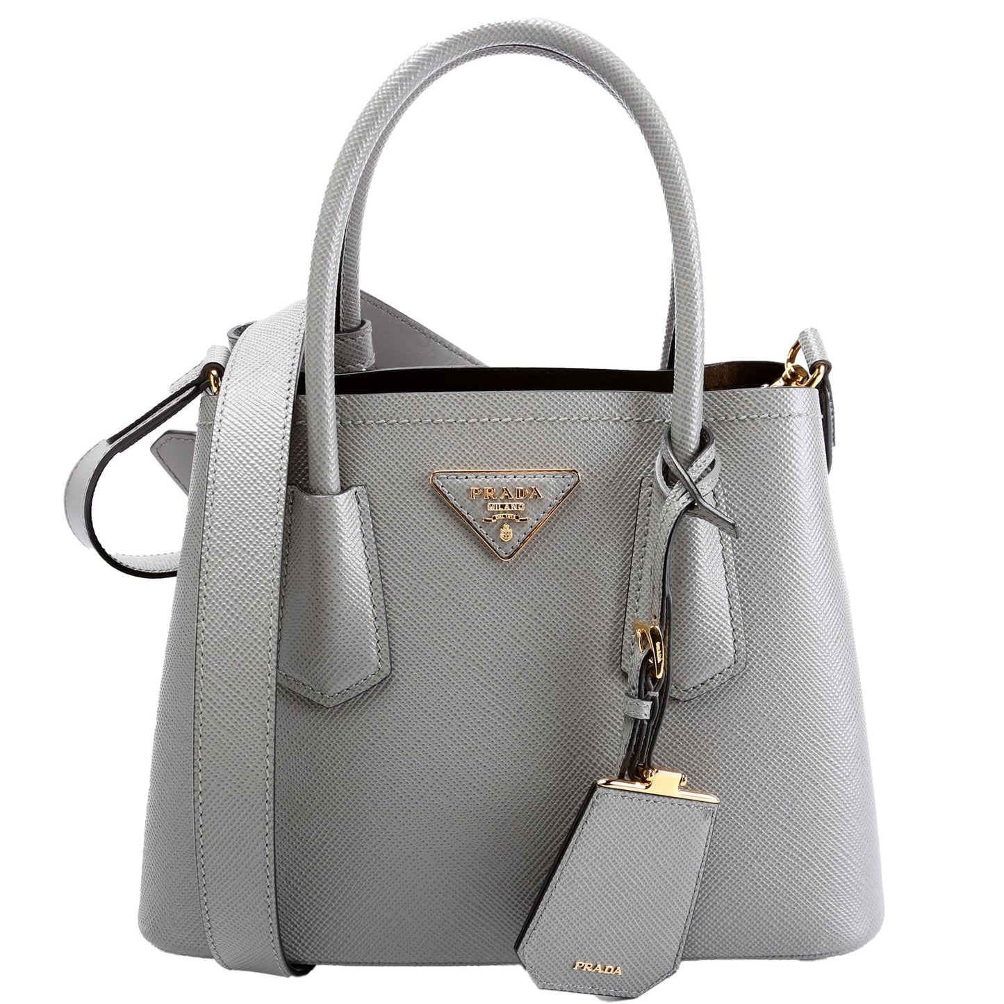 Prada Double Saffiano Grey Bag Small Travel Bag