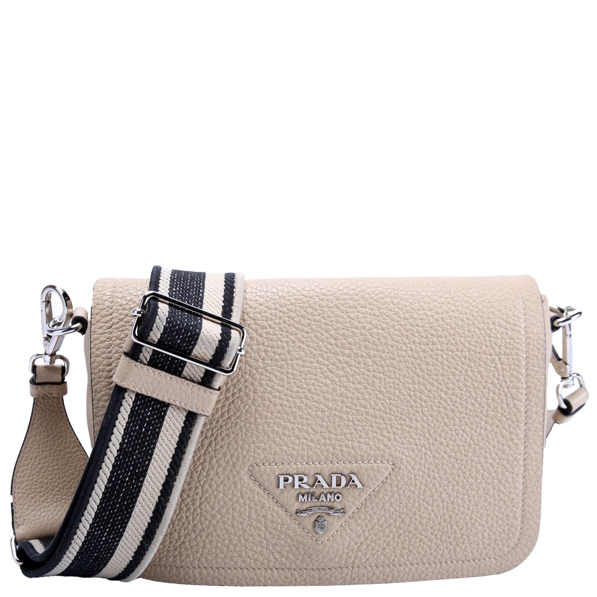 Prada Logo Shoulder Bag Leather Tan