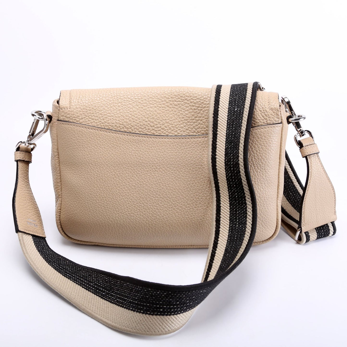 Prada Logo Shoulder Bag Leather Tan