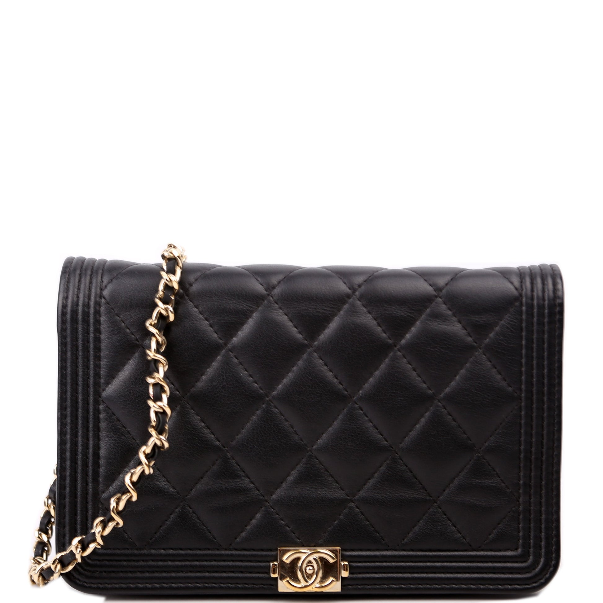 Chanel WOC Boy Lambskin Black Clutch Bag