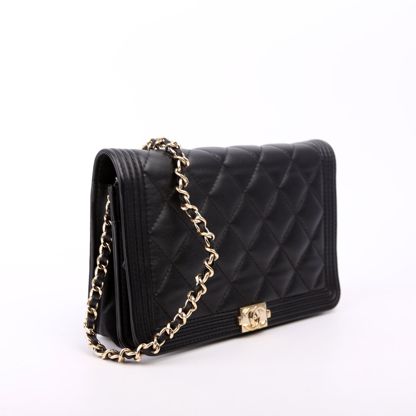 Chanel WOC Boy Lambskin Black Clutch Bag