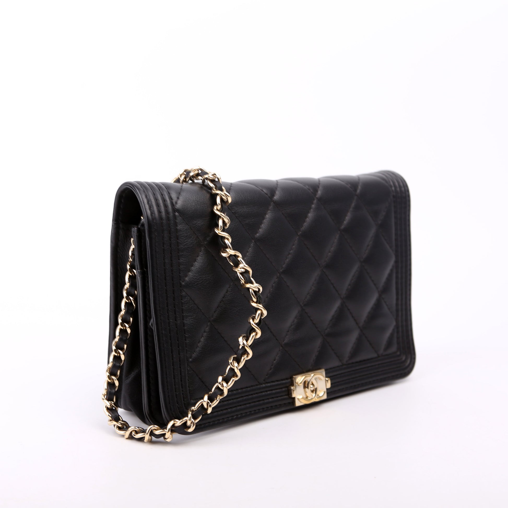 Chanel WOC Boy Lambskin Black Clutch Bag