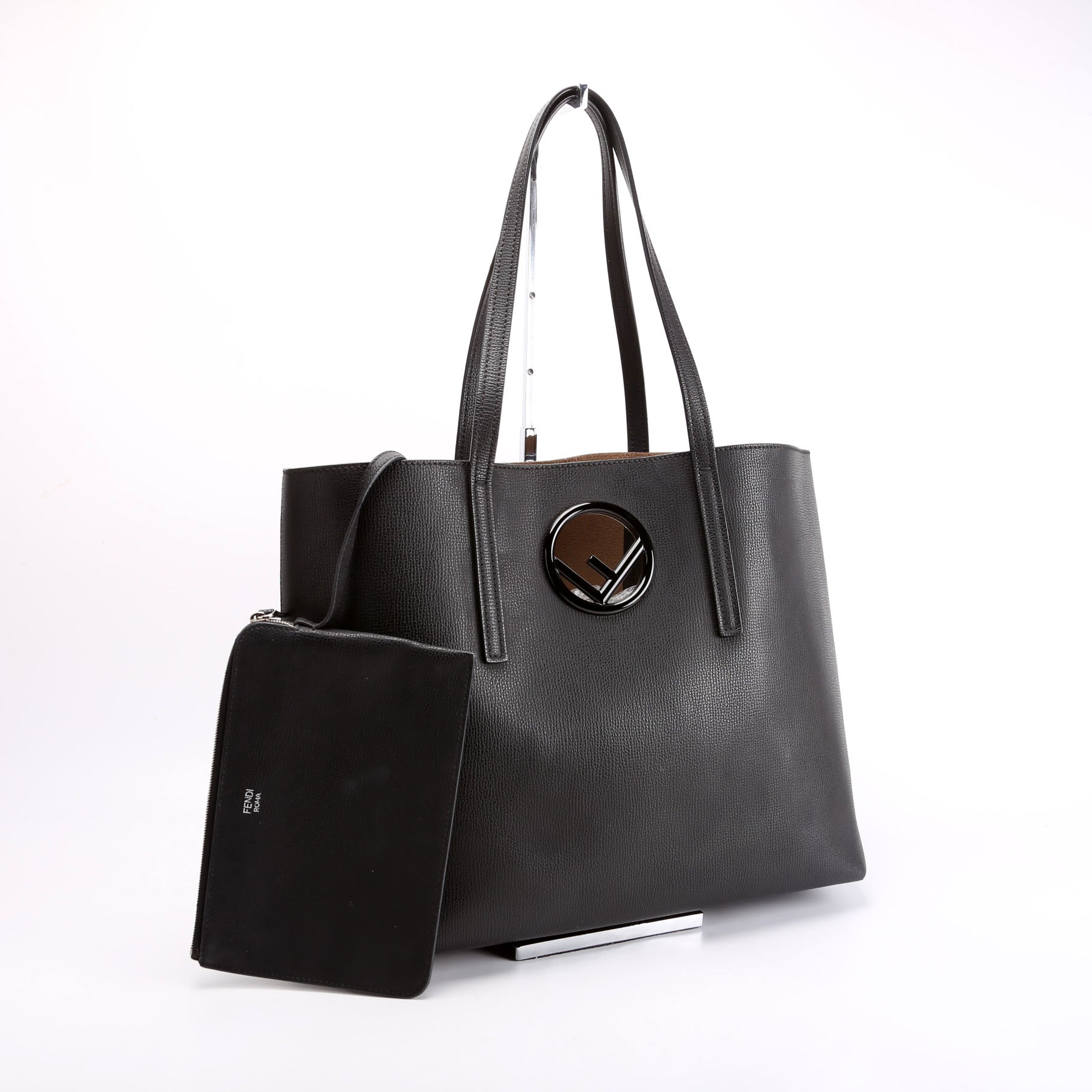 Fendi 8Bh348 Shopper Bag Black Logo Travel Bag