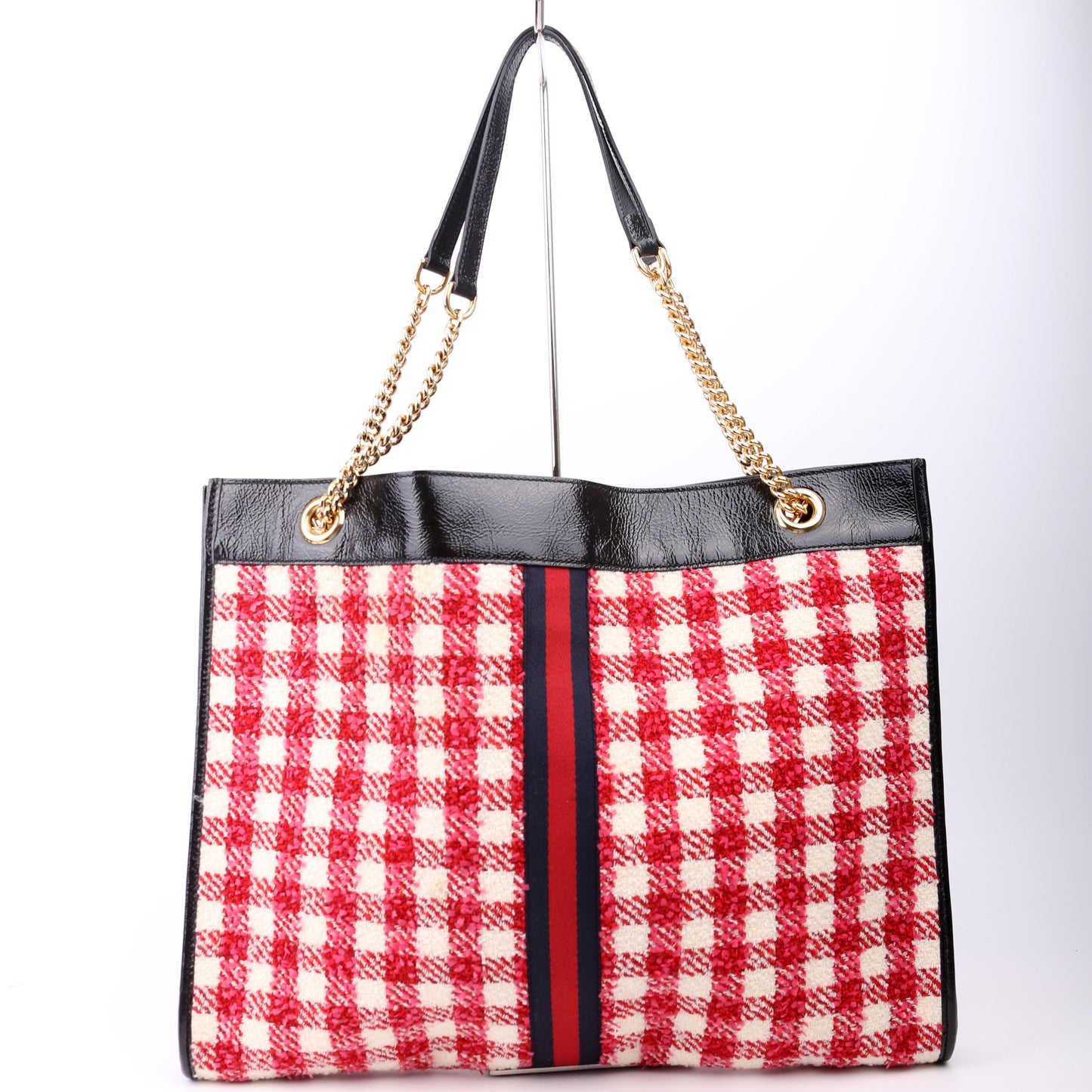 Gucci Rajah GG Tweed Red Pink Chain Tote Bag