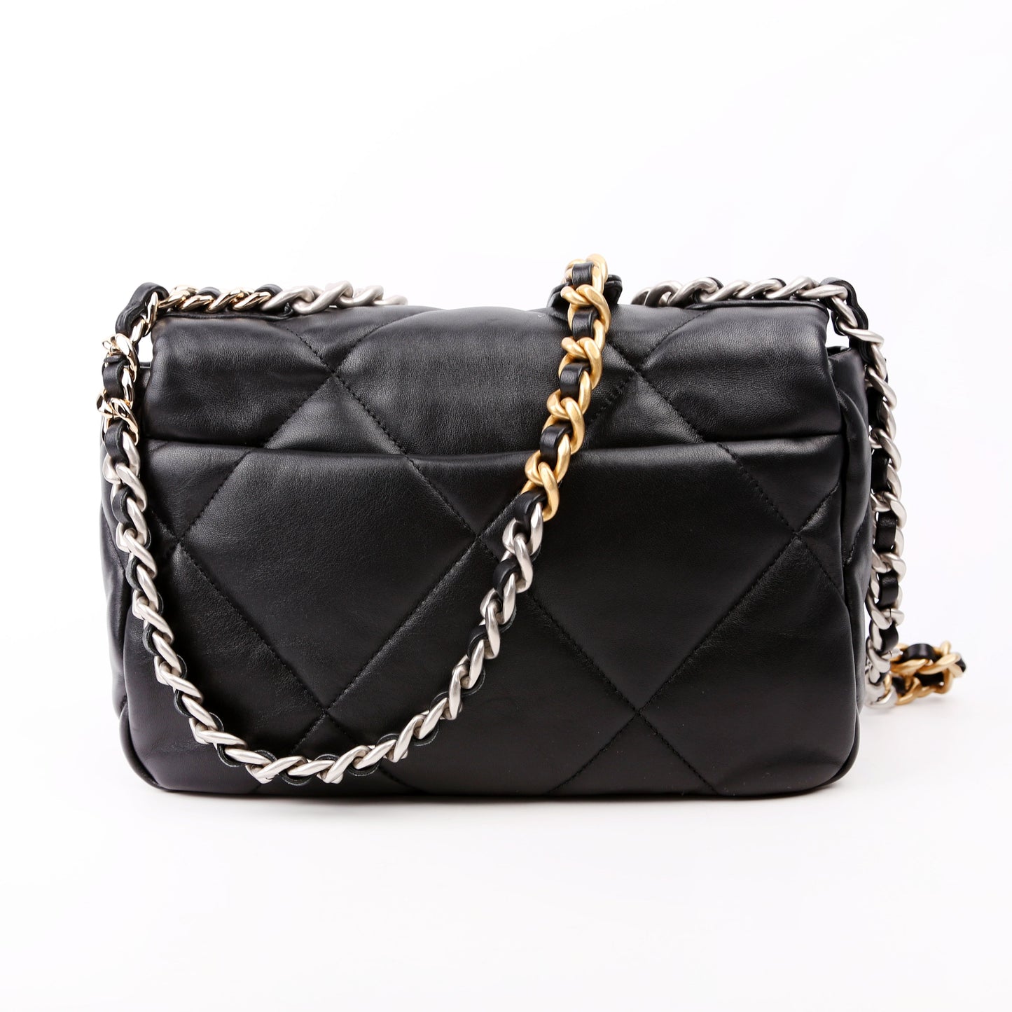 Chanel Quilted Goatskin 19 Flap RFID Black Handbag Black 2