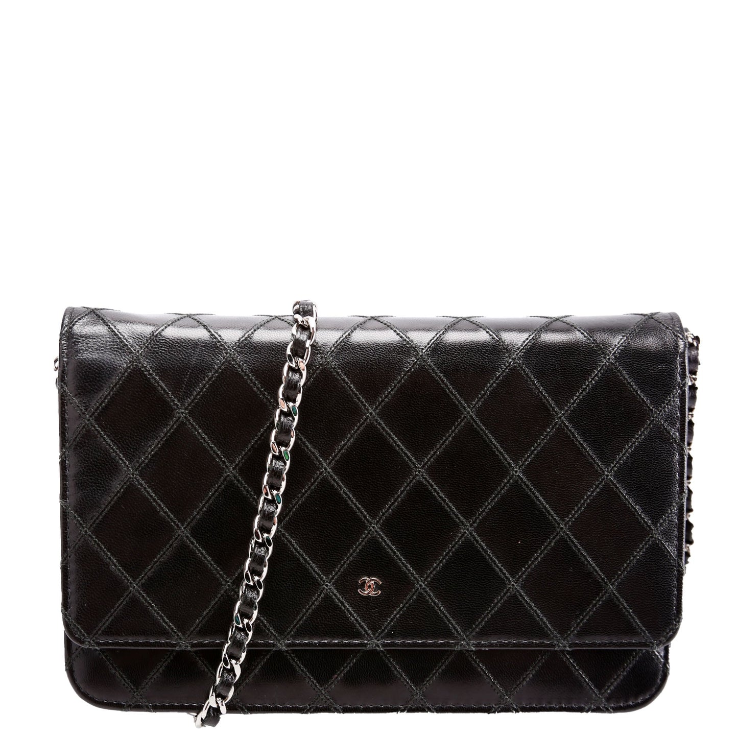 Chanel Diamond Stitch Quilted Lambskin WOC 14M Black Clutch Bag