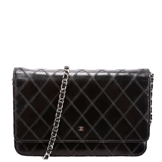 Chanel Diamond Stitch Quilted Lambskin WOC 14M Black Clutch Bag