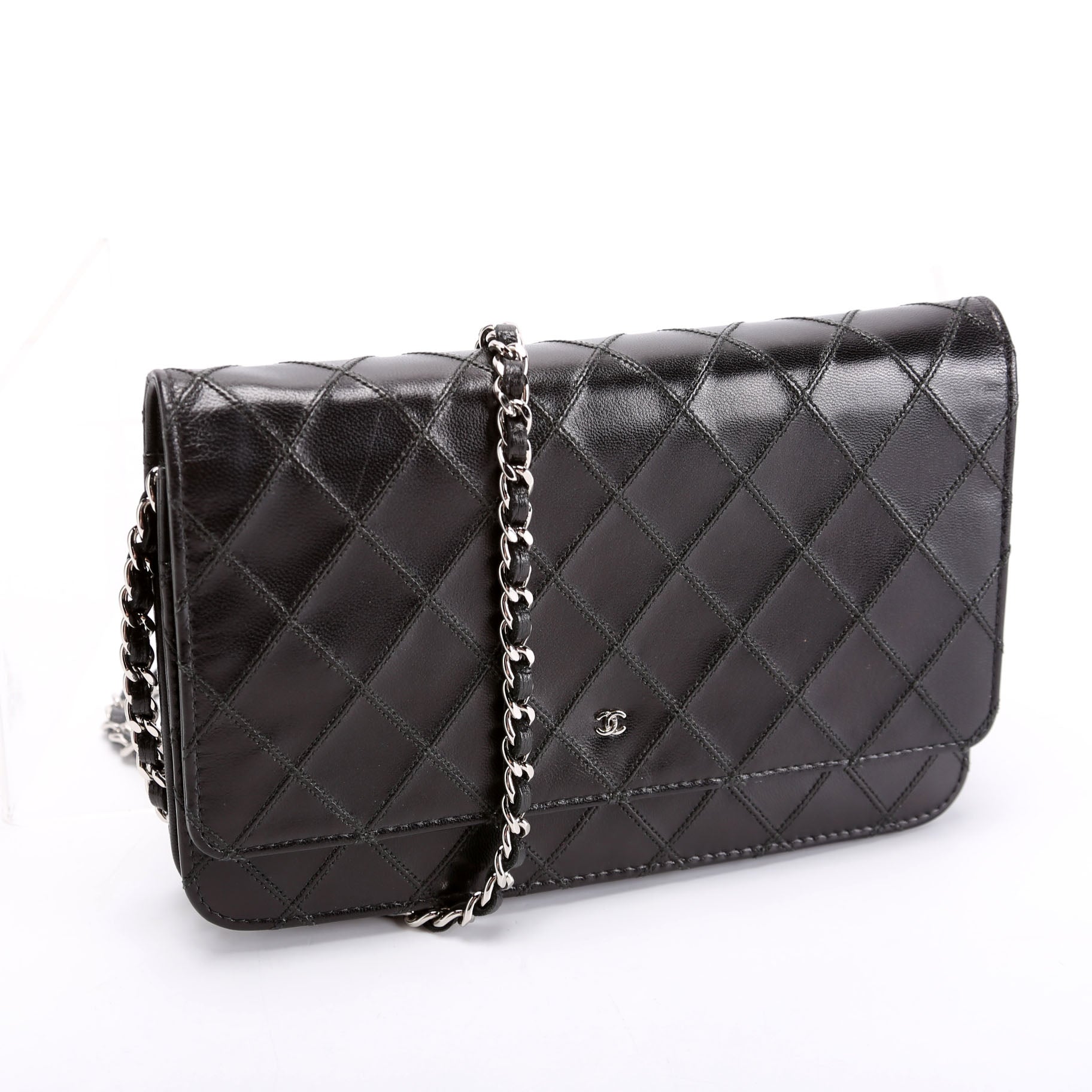 Chanel Diamond Stitch Quilted Lambskin WOC 14M Black Clutch Bag