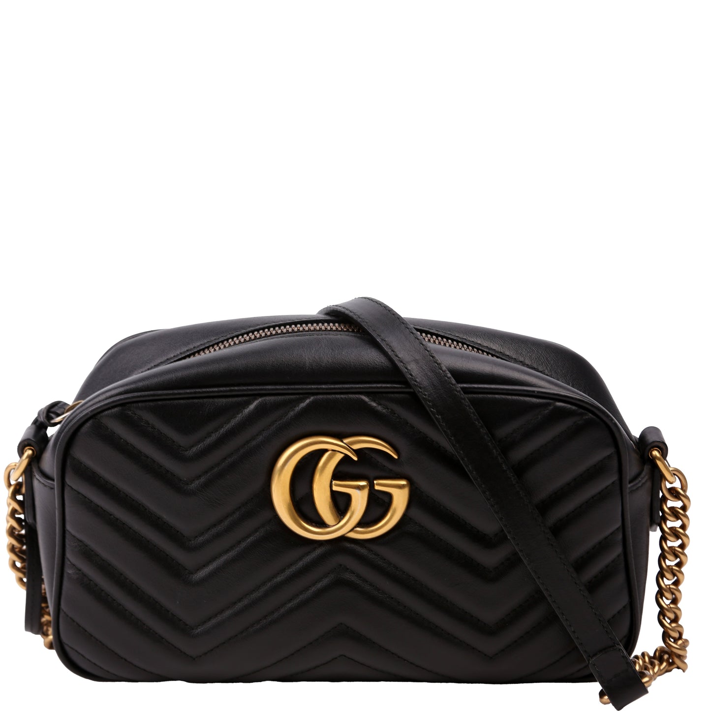 Gucci Marmont Camera Leather Black Small Travel Bag Black 12
