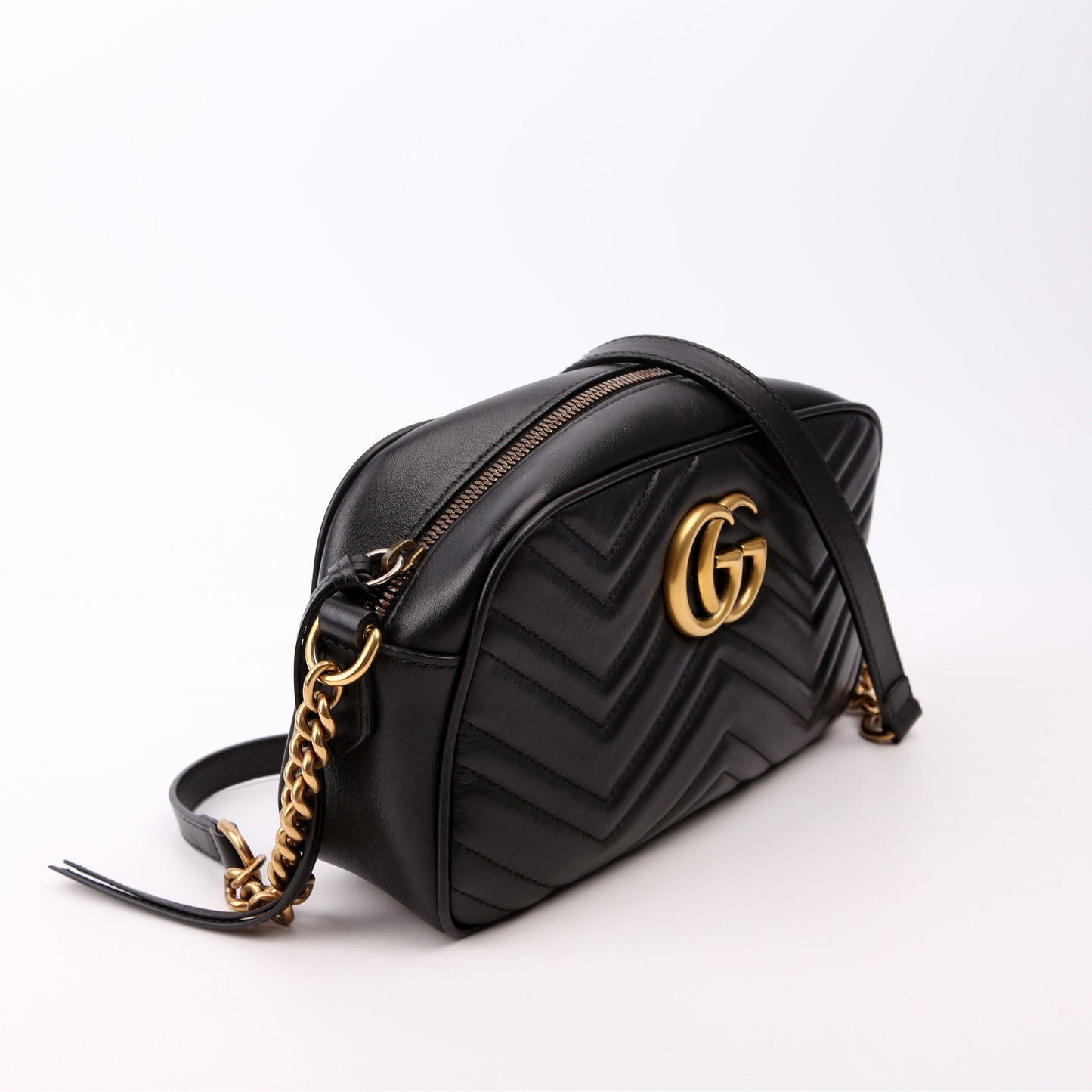 Gucci Marmont Camera Leather Black Small Travel Bag Black 12