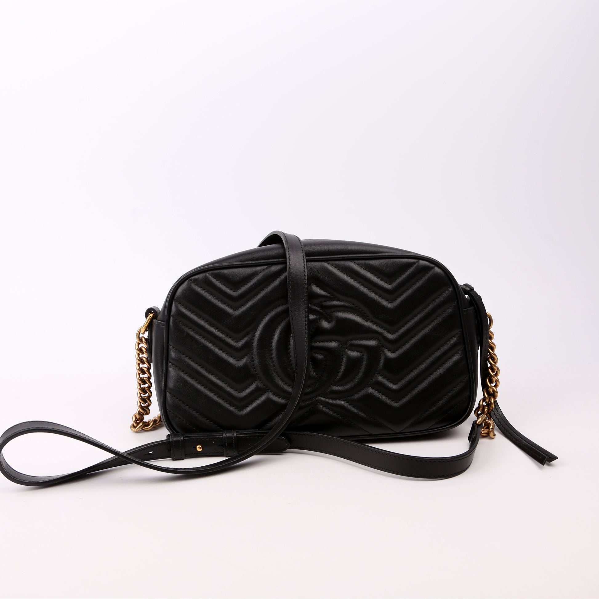 Gucci Marmont Camera Leather Black Small Travel Bag Black 12