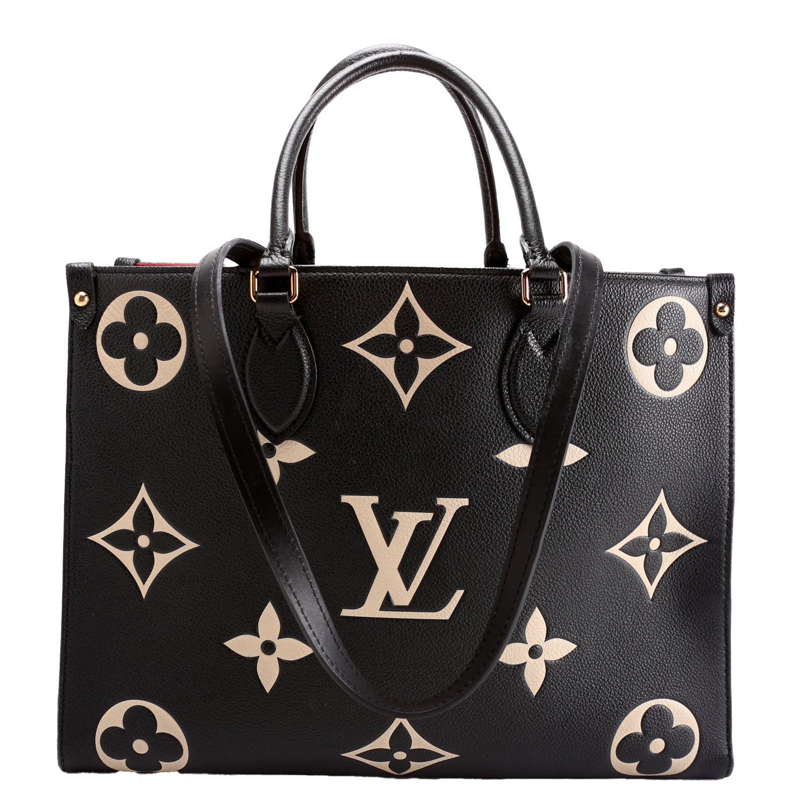 Louis Vuitton ONTHEGO MM Bicolor Cream Empreinte Black Handbag