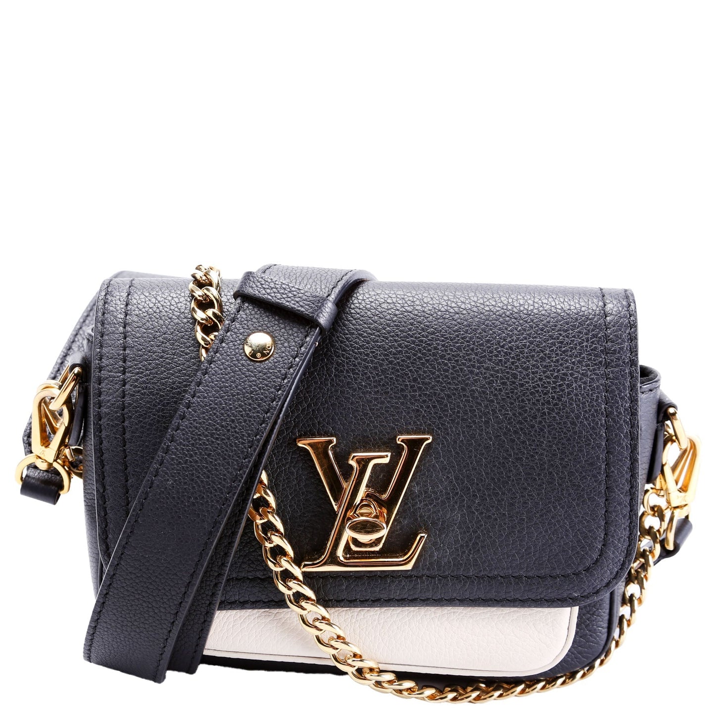 Louis Vuitton Lockme Tender Supple Calfskin Black Cream Handbag