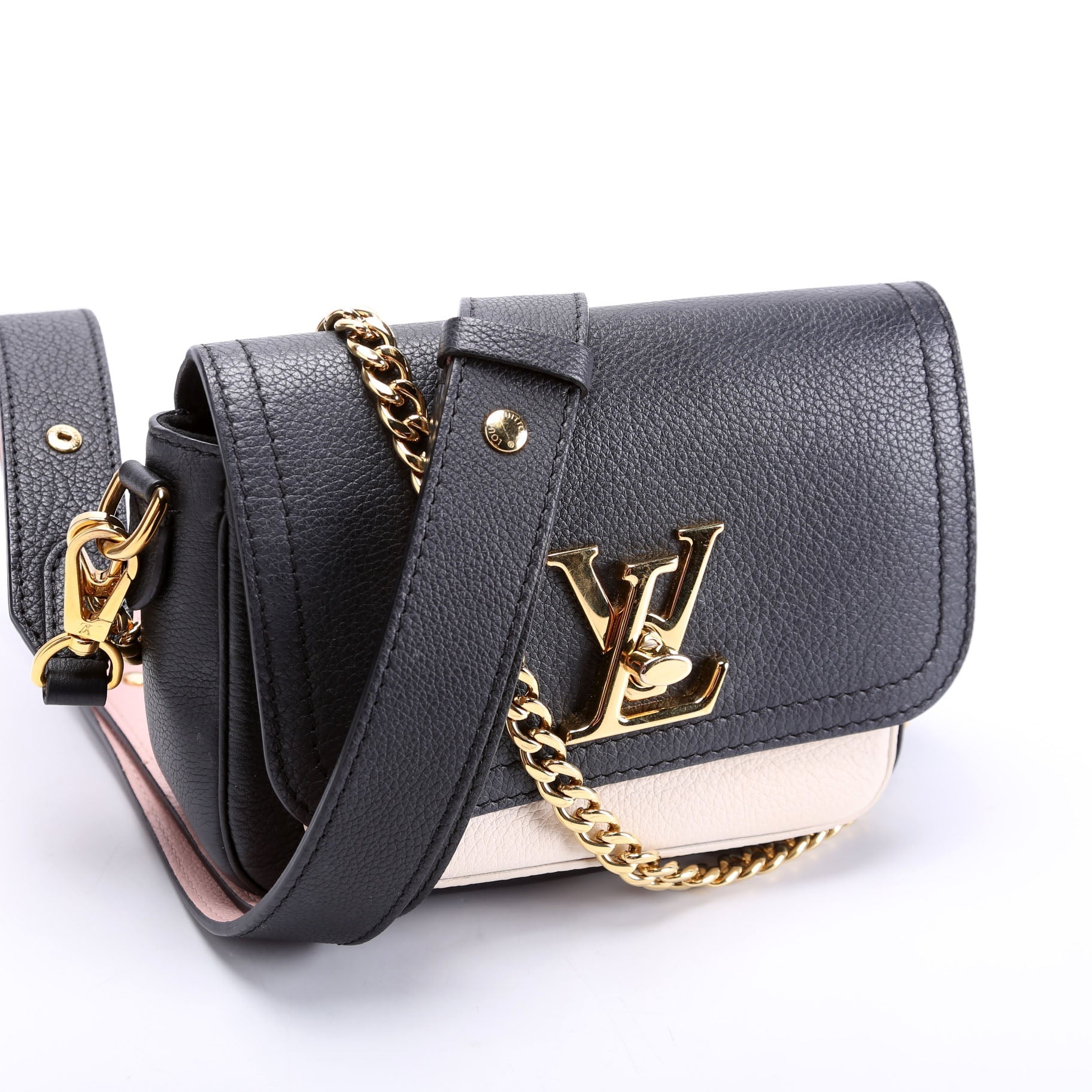 Louis Vuitton Lockme Tender Supple Calfskin Black Cream Handbag
