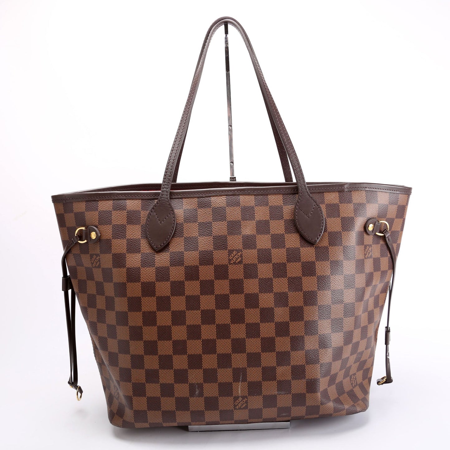 Louis Vuitton Neverfull MM Ebene Damier Red Tote Bag Red 7