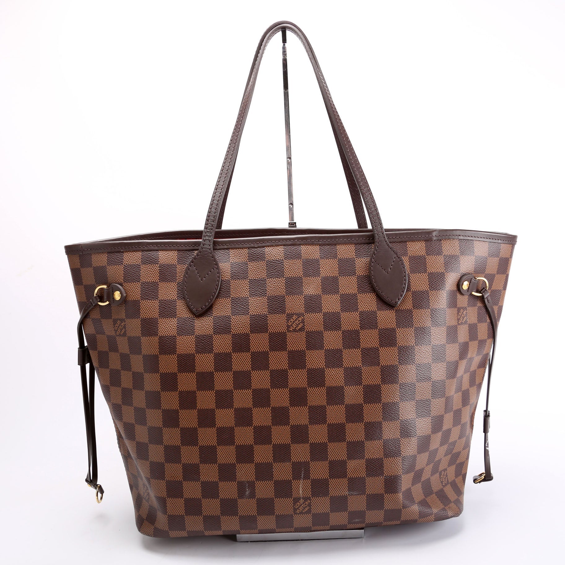 Louis Vuitton Neverfull MM Ebene Damier Red Tote Bag Red 7
